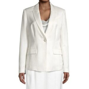 Milly Women's Alexa Blazer Size 4 White Single Button Preppy Designer Nautical